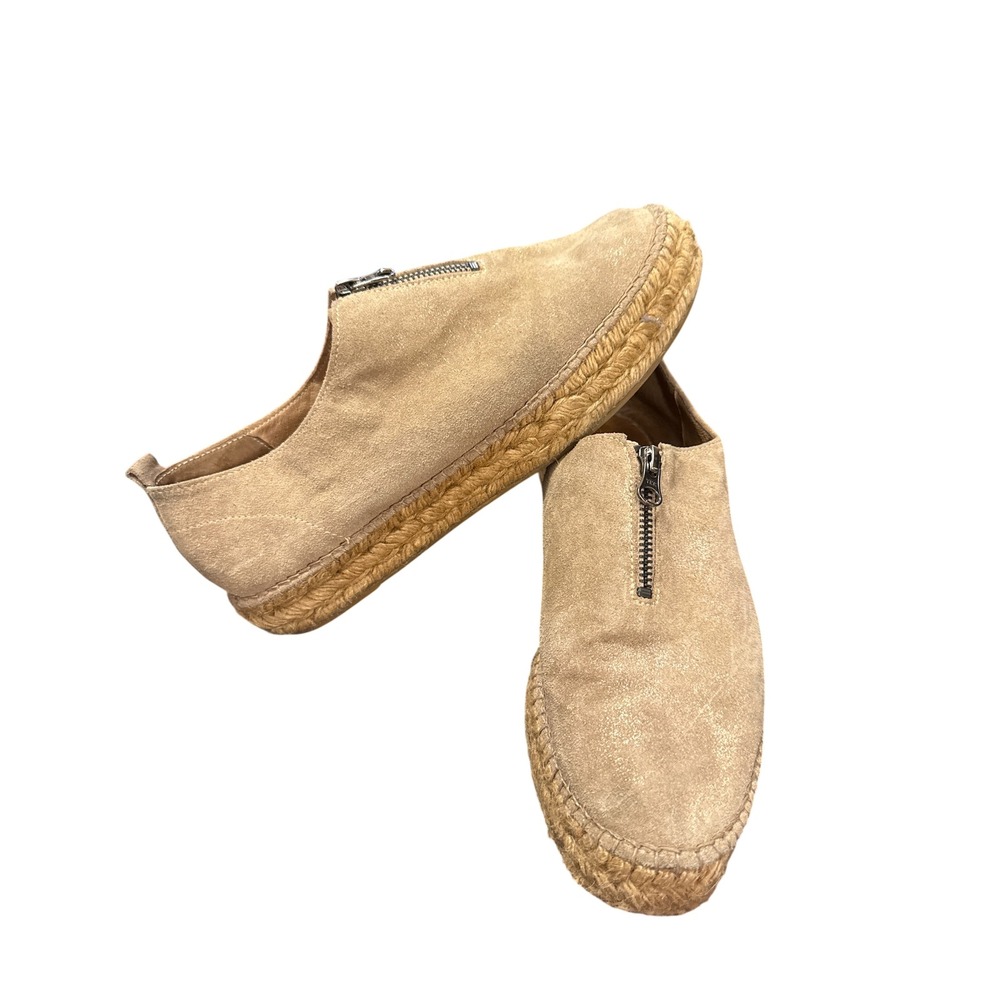 Eric Michael Espadrille‎ Flats Women 41 Tan Metallic Suede Zip Spain